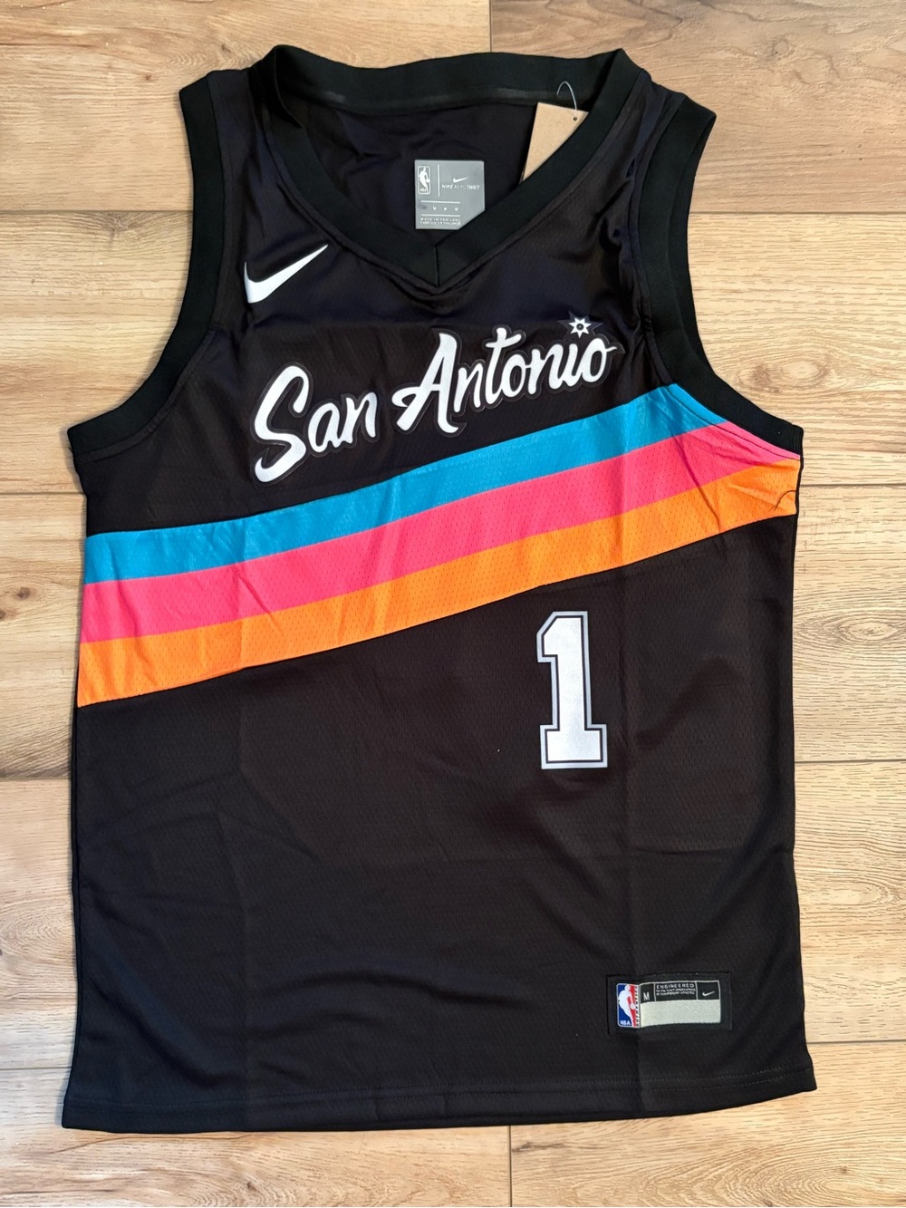 Victor Wemby #1 San Antonio Basketball City Jersey - Youth Medium 10/12 Black